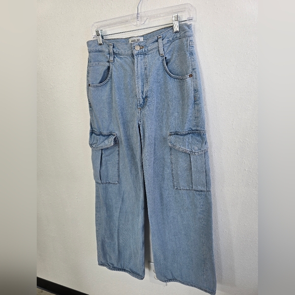 Agolde Minka Light Blue Wide Leg Cargo Jeans Size 27 - Picture 9 of 15